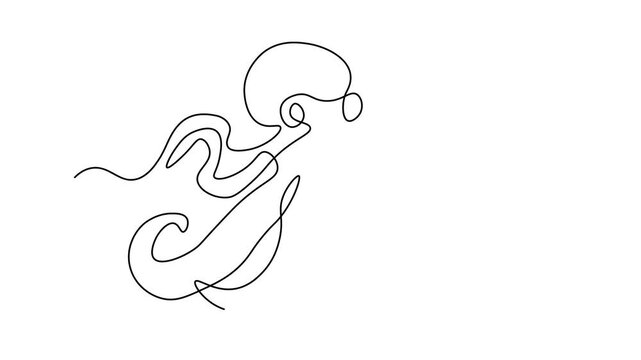 abstract octopus, Self drawing animation one continuous line draw, logo