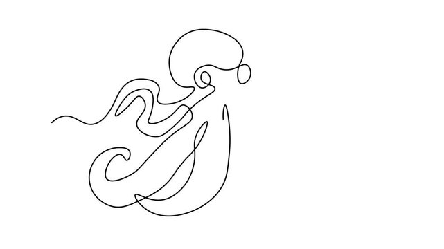 abstract octopus, Self drawing animation one continuous line draw, logo