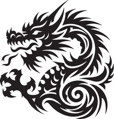 Tribal Dragon Tattoo vector  Design black on white background