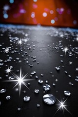 Sparkling black surface with rhinestones