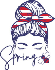 American Patriotic mess bunny women with butterfly vector illustration 