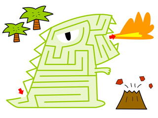 火を吹く恐竜の迷路