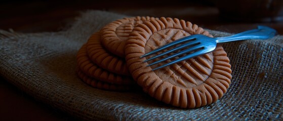 Stacked cookies on burlap