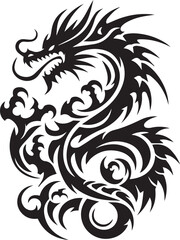 Tribal Dragon Tattoo vector  Design black on white background