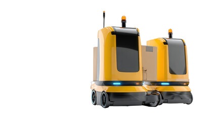 Autonomous Warehouse Robots background isolated on a Transparent background, PNG file.