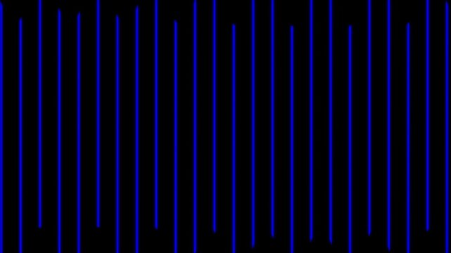 Abstract blue parallel vertical lines moving in a seamless looping pattern on a black background