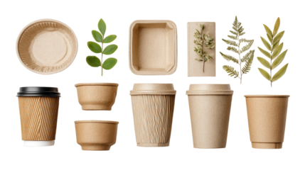 Biodegradable Packaging Materials for Sustainability background isolated on a Transparent background, PNG file.