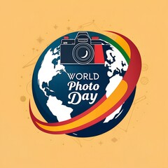 world photo day celebration, world photography day concept, camera art world photo day, photography icon design, international photo day logo
