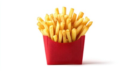 Golden French Fries in a Red Box