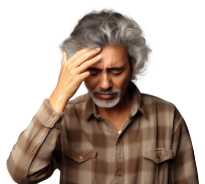 PNG  Elderly man with headache pain - Powered by Adobe