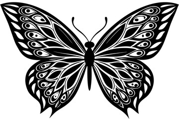 Vector art of silhouette of black and white butterfly