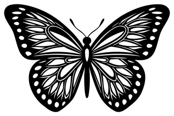 Vector art of silhouette of  black butterfly isolated on white