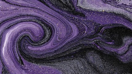 Abstract Purple And Black Glitter Marbled Design