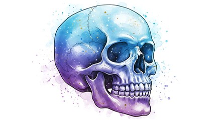 Cosmic Skull: Watercolor Galaxy Portrait