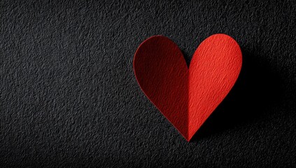 Obraz premium Red paper heart on dark textured background