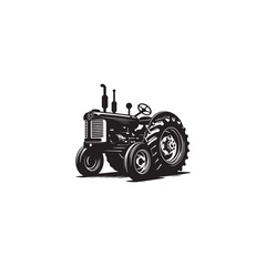 Obraz premium Bold black silhouette vector of a classic farm tractor, farm tractor