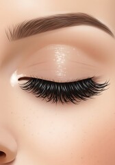 Serene Eyes: Close-up, Lush Lashes, Digital Art