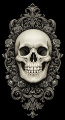 Memento Mori: Gothic Skull in Ornate Frame