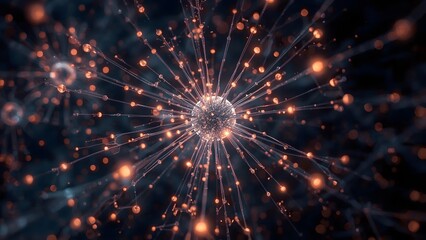 Obraz premium Abstract burst of glowing lights and connections