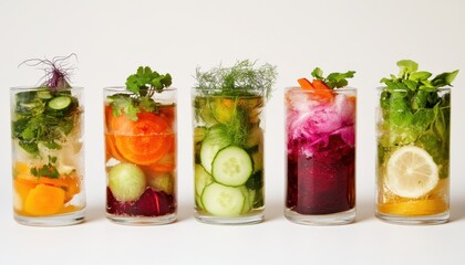 Fototapeta premium Healthy Infused Water with Fresh Fruits and Vegetables