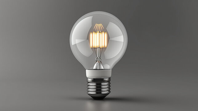 Retro-style glowing light bulb with multiple filaments. Vintage incandescent design symbolizing classic energy, warm lighting, and nostalgic innovation.