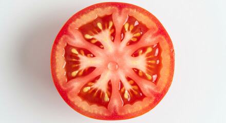 Close-Up of Ripe Tomato Cross-Section Highlighting Seed Detail