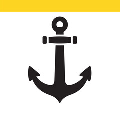 Simple black silhouette of a classic naval anchor icon, a timeless symbol of maritime, nautical, and marine themes.