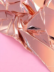 Crumpled Rose Gold Foil on Soft Pink Background – Luxury Texture