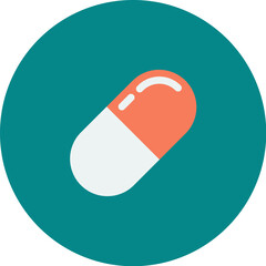 A single capsule pill, medicine, healthcare, pharmacy symbol.