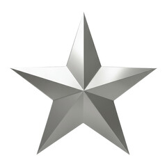 Obraz premium A realistic metallic five pointed star with subtle shading and highlights isolated on transparent background