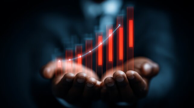 Declining chart in hand, visualizing downward trends and business data analysis.