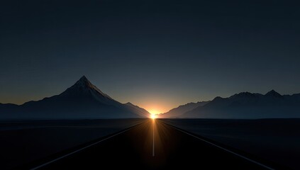 Sunrise over a mountain road