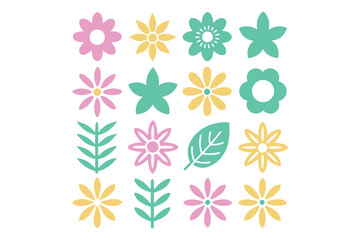 Vibrant grid of 40 unique abstract geometric shapes