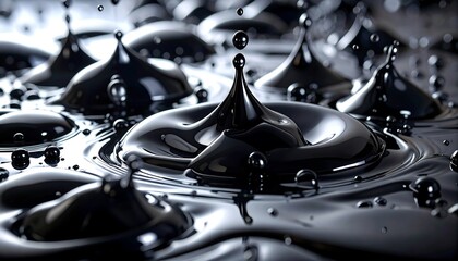Close-up view of black liquid droplets
