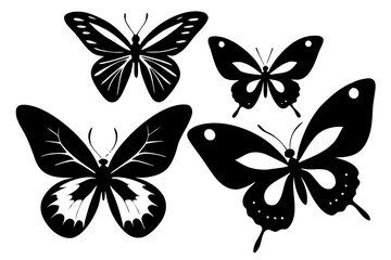 Vector art of silhouette of set of butterfly