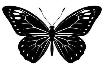 Vector art of silhouette of butterfly on white background