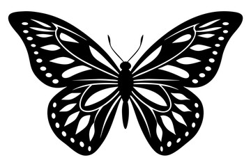 Vector art of silhouette of  butterfly on white background