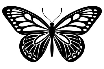 Vector art of silhouette of black and white butterfly