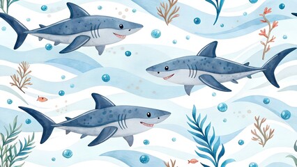 Naklejka premium seamless pattern with sharks