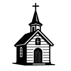 Chapel Silhouette Vector Icon - Religious House of Worship Symbol
