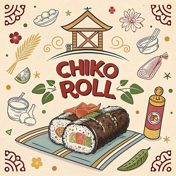 Artistic illustration of a delicious chiko roll sushi dish