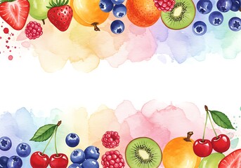 Vibrant Watercolor Fruit Border: Summer's Sweet Delight