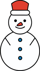 snowman with hat icon on transparent background