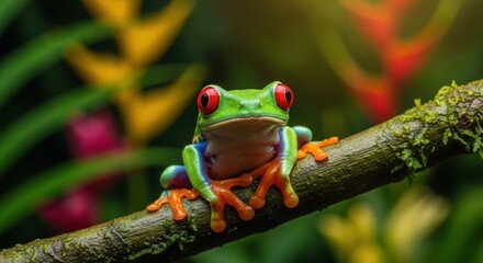 Fototapeta premium Redeyed Tree Frog On Branch
