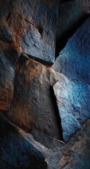 Close-up view of jagged, dark-hued rocks