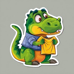 Hilarious Tyrannosaurus Rex Tries to Wear a TShirt A Fun Vector Illustration for Kids and Dinosaur Lovers