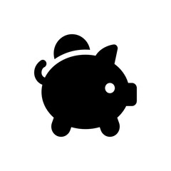 Silhouette of a piggy bank with a coin being inserted into the slot on top of the piggy bank shape