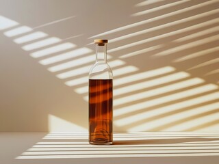 Dark Liquid in Clear Bottle with Dramatic Light