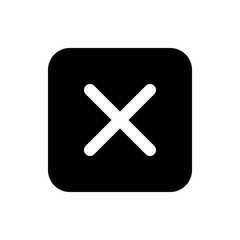 White x mark inside a black rounded square representing close or delete functionality on a user interface