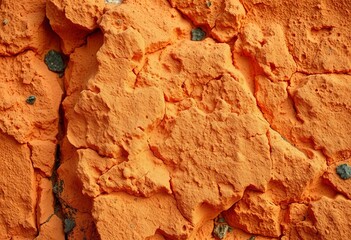 Fototapeta premium Abstract close-up of rough, porous orange rock surface, showing texture and color variations, geological texture, dry